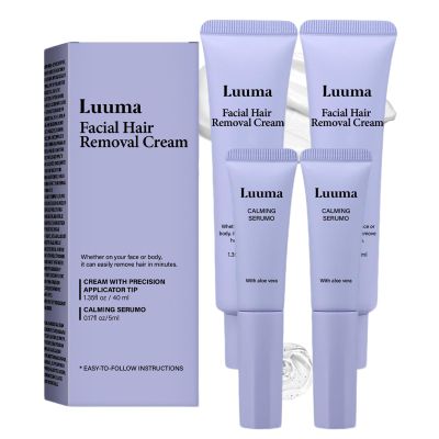 Facial Hair Removal Cream for Women, Luuma Facial Hair Removal Cream - Sensitive Skin 2-in-1 Kit with Soothing Essence, Gentle Plant Formula (2)