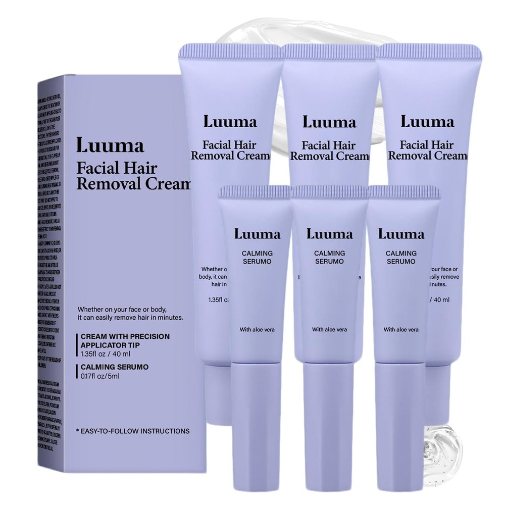 Facial Hair Removal Cream for Women, Luuma Facial Hair Removal Cream - Sensitive Skin 2-in-1 Kit with Soothing Essence, Gentle Plant Formula (3)