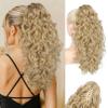 Flufymooz 100 Pure Protein Ponytail Extension, 18 Inch Curly Claw Clip Ponytail Hair Extensions Natural Soft pony tail hairpiece for women-Deep Blonde with Ash Blonde Highlights view 1