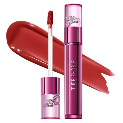 TIMEPHORIA Altera Blurring Lip Tint 016 Blaze, Deep Orange Pink Glossy to Soft Matte Finish, Blur Lip Lines, Weightless No-Sticky Airy Velvet Texture, Vibrant Hydrating Long-Lasting Lip Stain