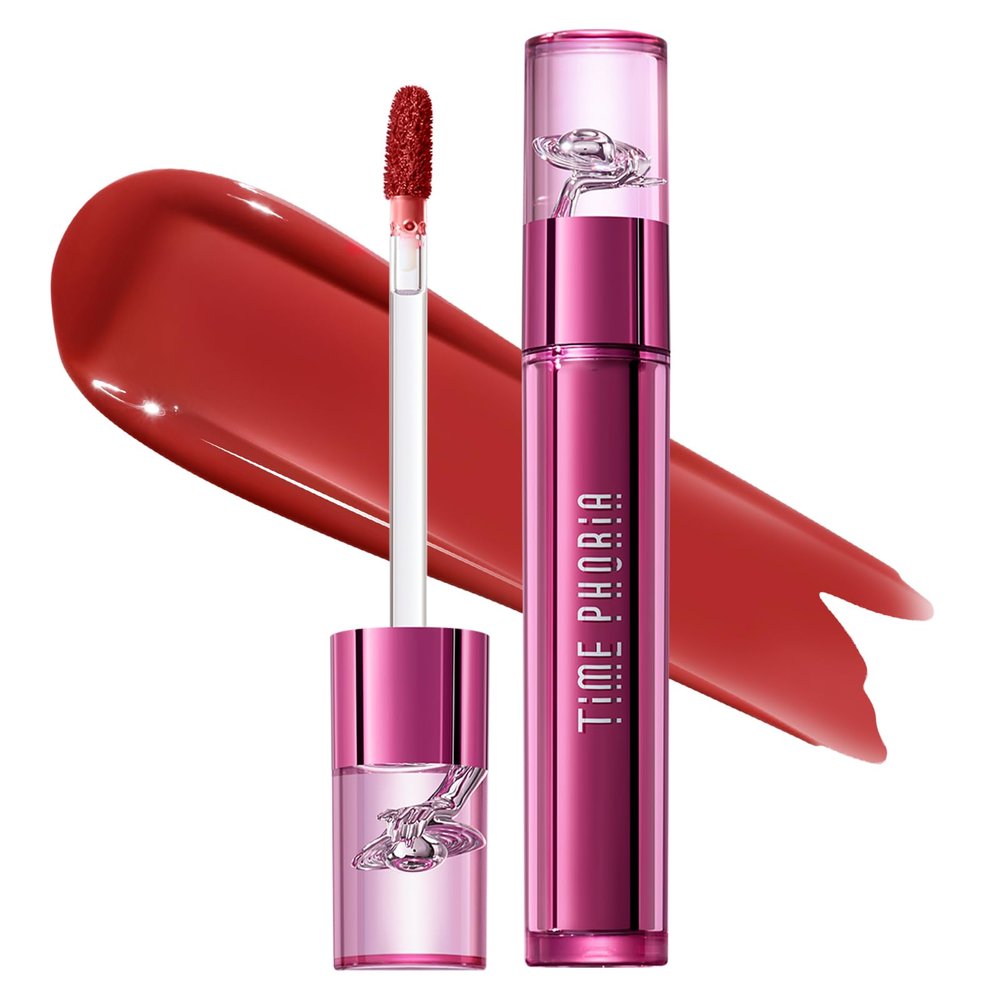 TIMEPHORIA Altera Blurring Lip Tint 016 Blaze, Deep Orange Pink Glossy to Soft Matte Finish, Blur Lip Lines, Weightless No-Sticky Airy Velvet Texture, Vibrant Hydrating Long-Lasting Lip Stain
