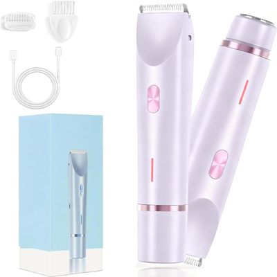 The Trimmie Unfiltered 4.0 Ezme, The Trimmie 2.0 by Ezme, 2 in 1 WomenS Body Shaver, New Upgraded Wet & Dry Waterproof Razor Dual Head for Leg Arm Underarm Bikini Area (Purple)