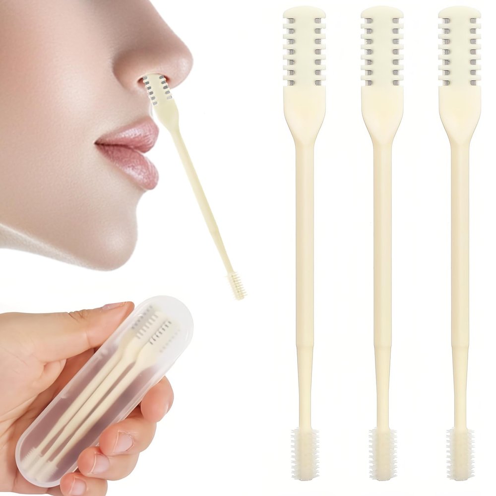AGDZLGB Nasal Hair Cutter,2-in-1 Nose Hair Trimmer,Double Sided Nose Hair Knife,360 Nostril Hair Remover Tool for Men Women,Soft Cleaning Brush