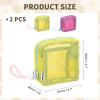 uxcell 2Pcs Mesh Makeup Bag, 4.7" Portable Mesh Cosmetic Bag with Straps, Cute Mini Travel Toiletry Pouch with Zipper for Travel, Daily Accessories Organizer, Purse, Yellow, Rose Red view 2