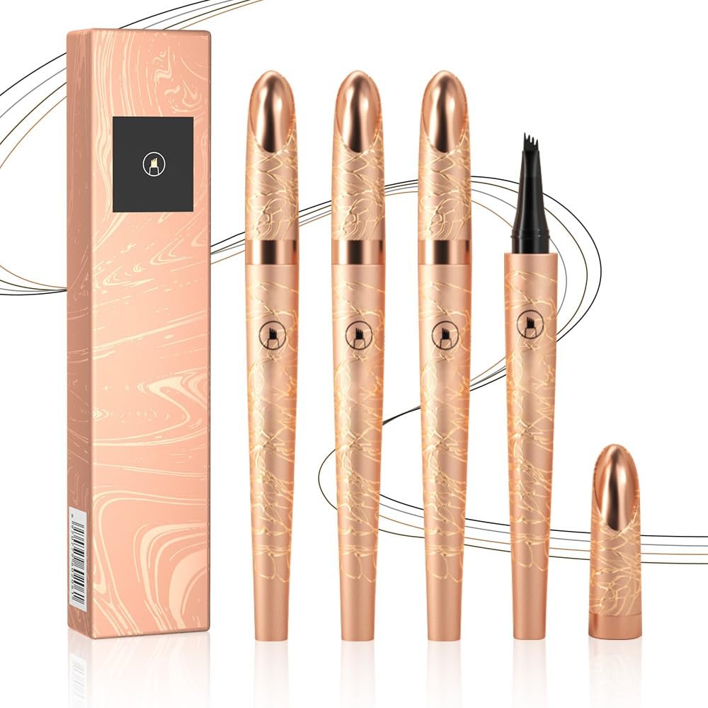 2026 New Microblading Eyebrow Pencil, Waterproof Eyebrow Pencil, Premium Microblading Eyebrow Pen with 4 Tip, Long-Lasting Natural Magic Eyebrow Makeup Fine Stroke Eye Brow Pen for Women (All-4Pcs)