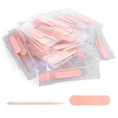 20 Pack Mini Nail File Disposable Manicure Kit Individually Package with Wooden Cuticle Pusher Sticks Press on Nail Art Tool Prep Kit Pedicure Cleaner Tools for Home