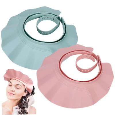2Pcs Baby Shower Cap, 21-Level Adjustable Toddler Hair Washing Shield with Wide Brim, Non-Slip Shampoo Buddy for Kids, Comfort Bathroom Supplies for Kids, Adults, Elderly