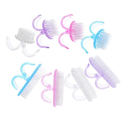Alipis 8pcs Nail Brushes with Handle for Nail Dust Cleaning Portable Powder Brush for Manicure and Salon Use Ergonomic Grip Soft Touch Bristles Plastic Scrubbing Tools