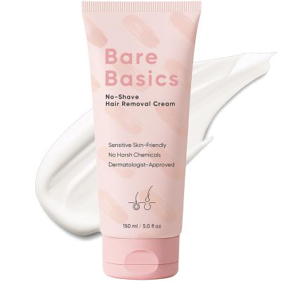 Bare Basics Hair Removal Cream, No Shave Hair Remover for Women, Works in 5 Minutes for Sensitive Skin, Gentle Formula with Vitamin E & Vitamin B5, Moisturizer and Nurtures Skin, 150ML/5.29FL OZ