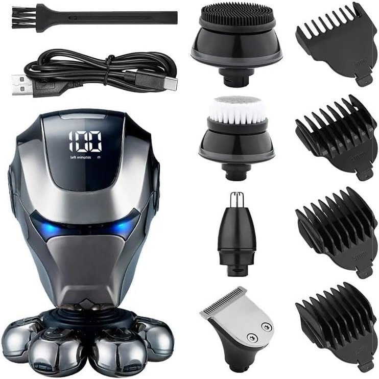 5 in 1 Electric Shavers for Bald Men, 7D Blade Shaver New Floating Razor Multi Function Shaver USB Rechargeable Hair Magic Bald Head Artifact Beard Knife