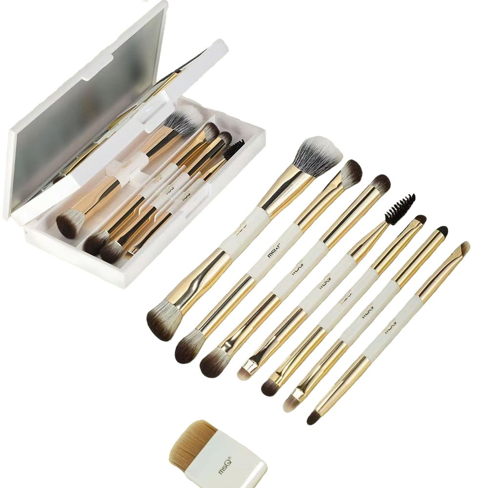 8-Piece Dual-Ended Triple-Fold Makeup Brush Set, Professional and Portable, Suitable for Foundation, Concealer, Blush, And Eyeshadow.