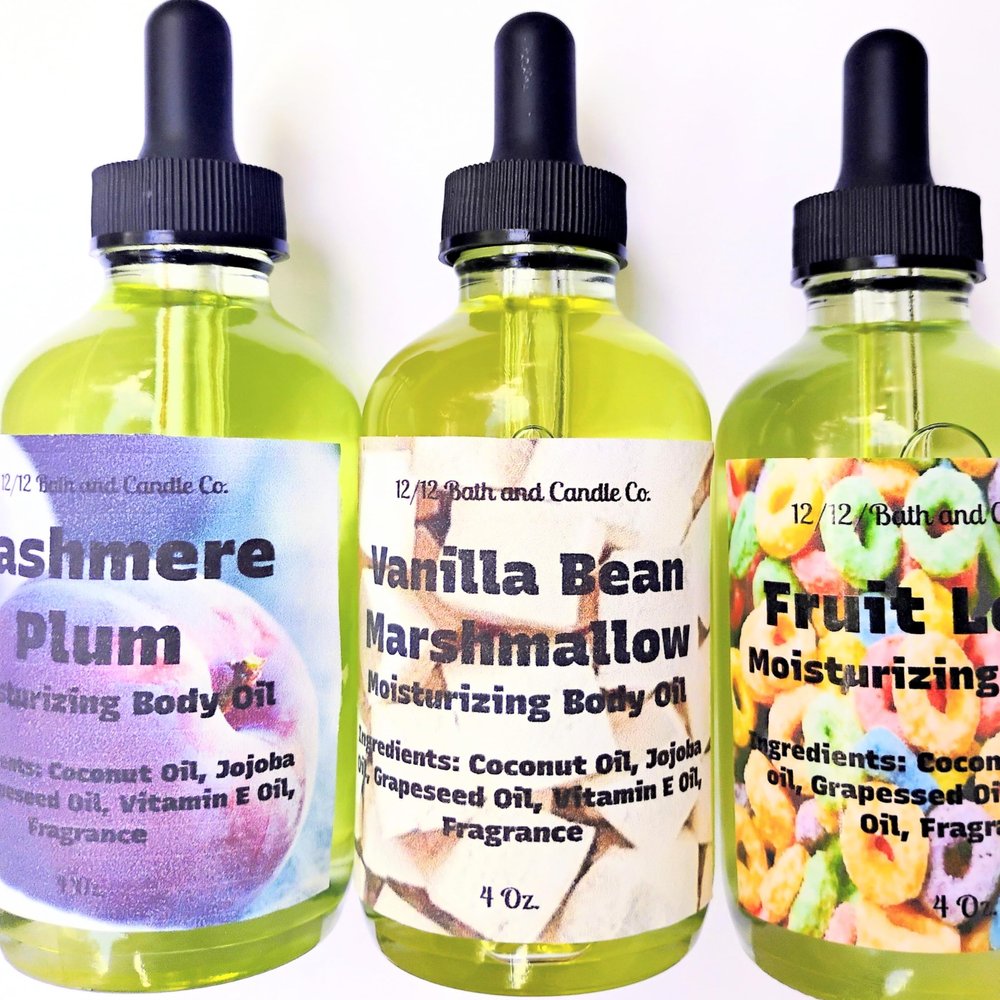 Moisturizing Body Oil, 1 4 Oz Glass Dropper Bottle,Choose Your Scent (Cashmere plum)