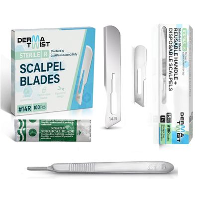 DermaTwist Dermaplane Razor for Women Face Bundle 14R Blades Dermaplaning 100-Pack & 10R Pack of 15 With Handle Dermaplaning Tool for Face with Handle Dermaplane Blades and Face Razors for Women