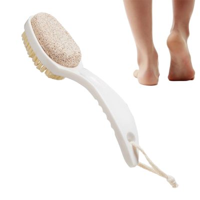 2-in-1 Pumice Stone - dualSided Foot Brush, Gentle exfoliatiing Stone, Ergonomic Bath Tool | Foot Care Tool for Men Women Pedicure