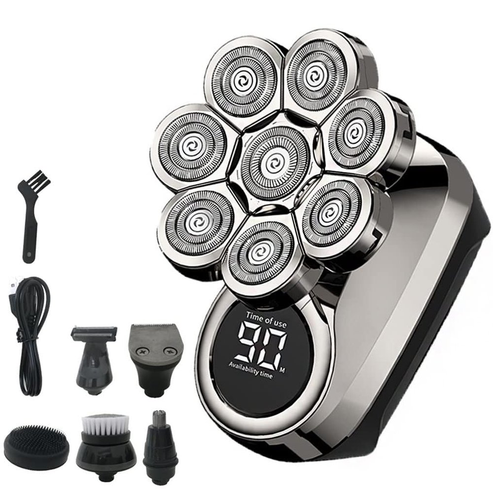 6 in 1 Electric Shavers for Bald Men, 8 Blades Multi Grooming Kit Digital Display Head Shaver Hair Trimmer Beard Rlectric Razor Wet Dry Men Facial Shaving Machine