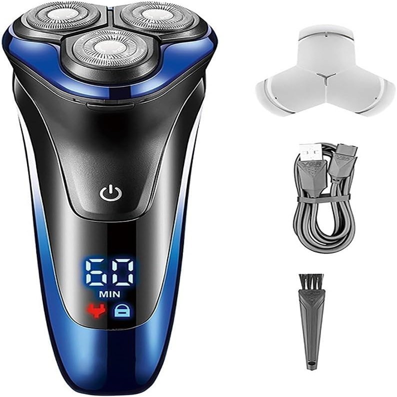 Electric Shavers for Bald Men, Wet Dry Shaver for Men Rotary Beard Electric Razor Shaving Machine Grooming Kit Rechargeable LCD Display