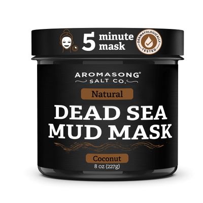 Aromasong Dead Sea Mud Mask with Coconut Oil  100% Natural Mineral Mud for Face & Body  Hydrating Clay Mask for Pore Cleansing, Acne & Blackhead Removal, Anti-Aging, Firming & Detox