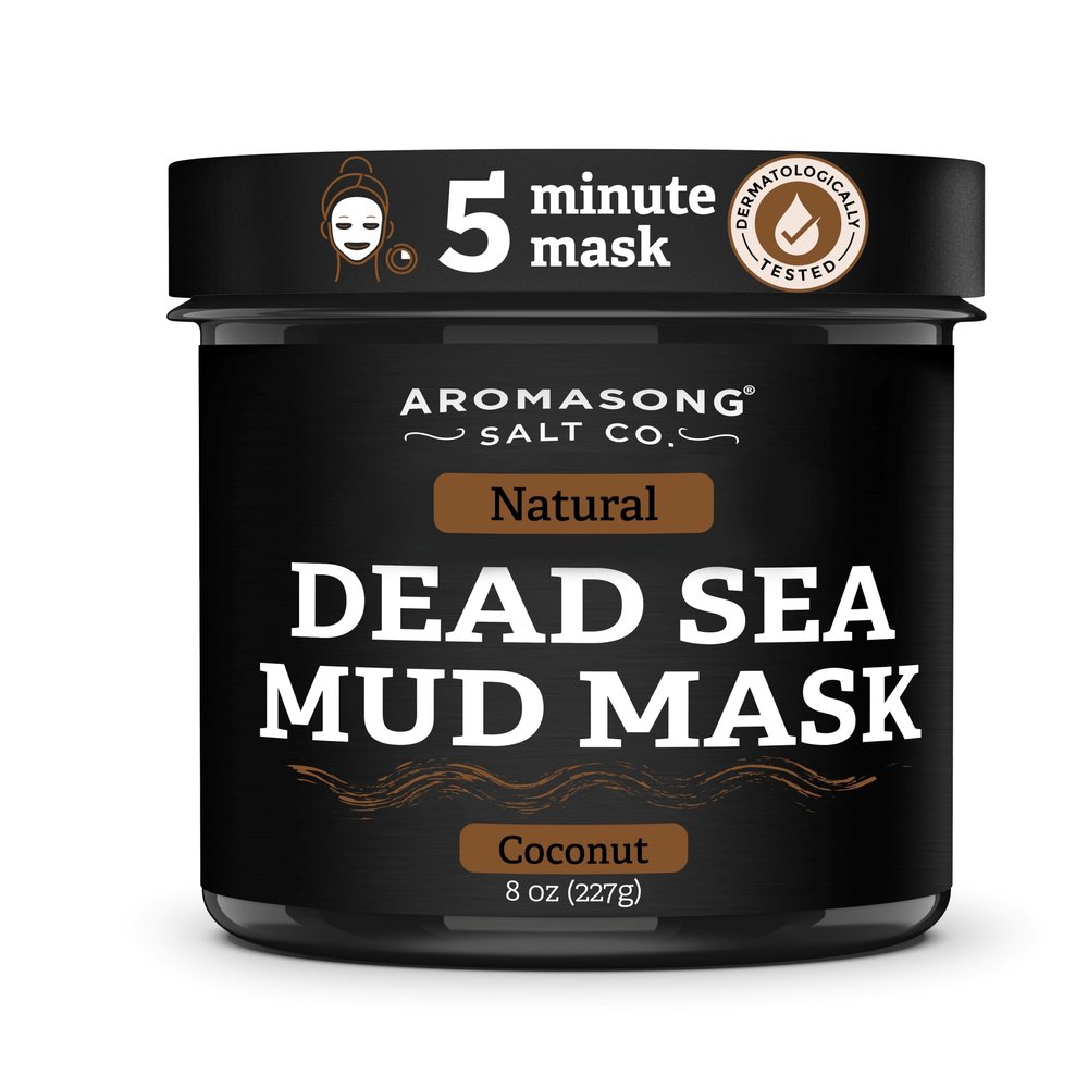 Aromasong Dead Sea Mud Mask with Coconut Oil  100% Natural Mineral Mud for Face & Body  Hydrating Clay Mask for Pore Cleansing, Acne & Blackhead Removal, Anti-Aging, Firming & Detox