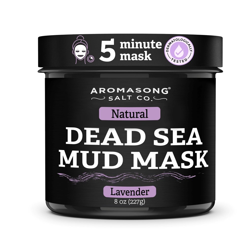 Aromasong Dead Sea Mud Mask with Lavender Essential Oil 100% Natural Mineral Mud for Face & Body Pore Minimizer, Acne & Blackhead Remover, Anti-Aging, Firming & Detoxifying Clay Mask