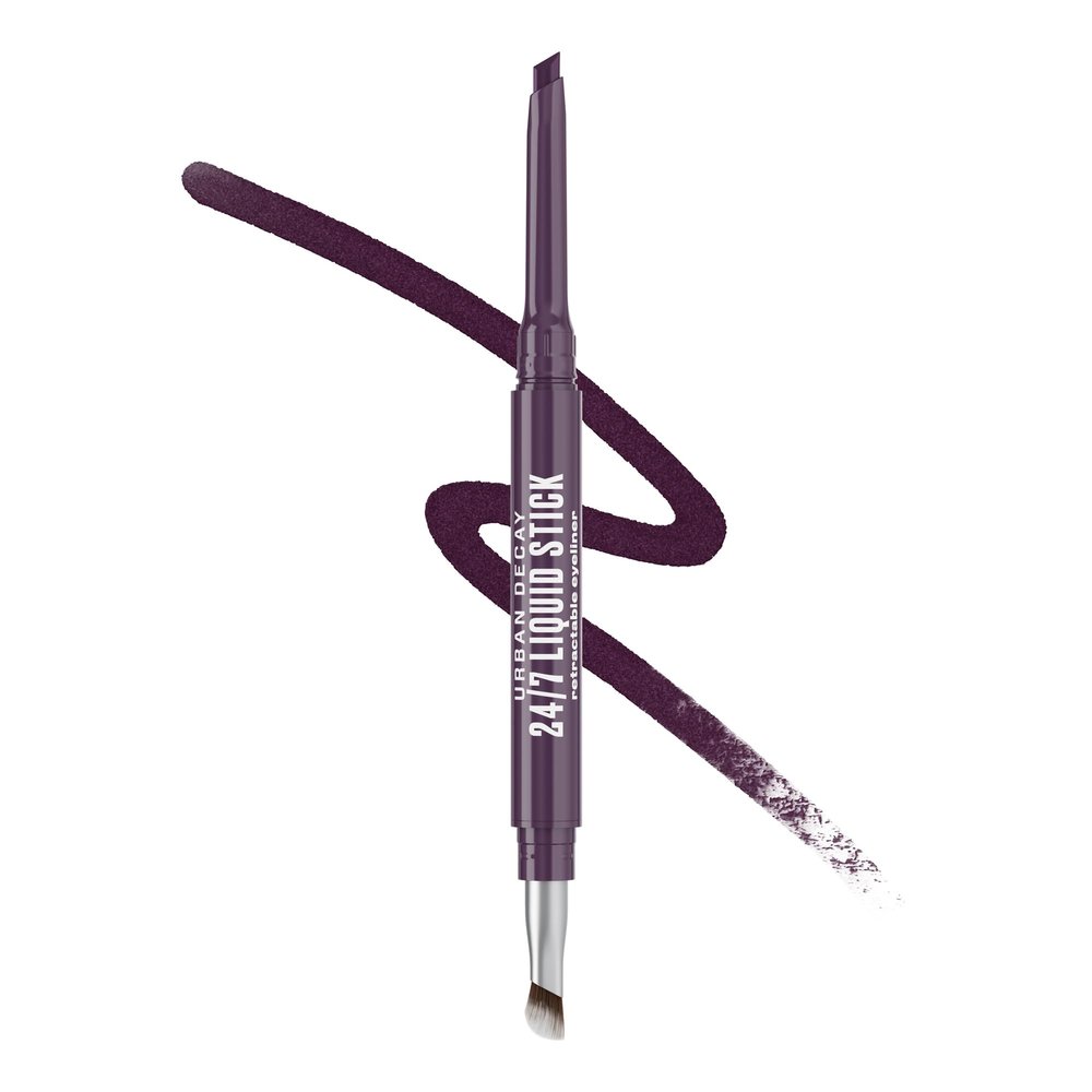 Urban Decay 24/7 Liquid Stick Waterproof Eyeliner - Smudge-Proof, Transfer-Proof, Up to 24HR Wear, Dual-Ended Retractable Gel Liner with Blending Eye Brush - Fluid Fig (dark matte plum)