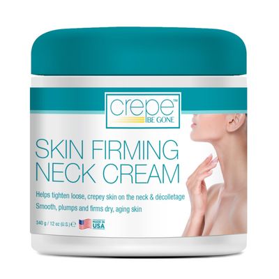 CREPE BE GONE Skin Firming Neck Cream - Large 12 oz. - Firming Cream for Crepe Neck and Dcolletage, Ideal for Dry, Aging, Crepey Skin