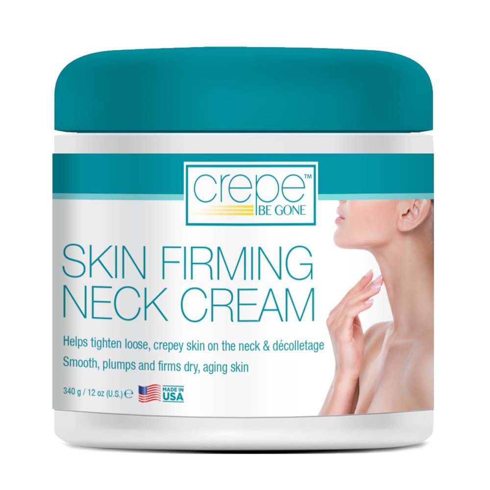 CREPE BE GONE Skin Firming Neck Cream - Large 12 oz. - Firming Cream for Crepe Neck and Dcolletage, Ideal for Dry, Aging, Crepey Skin