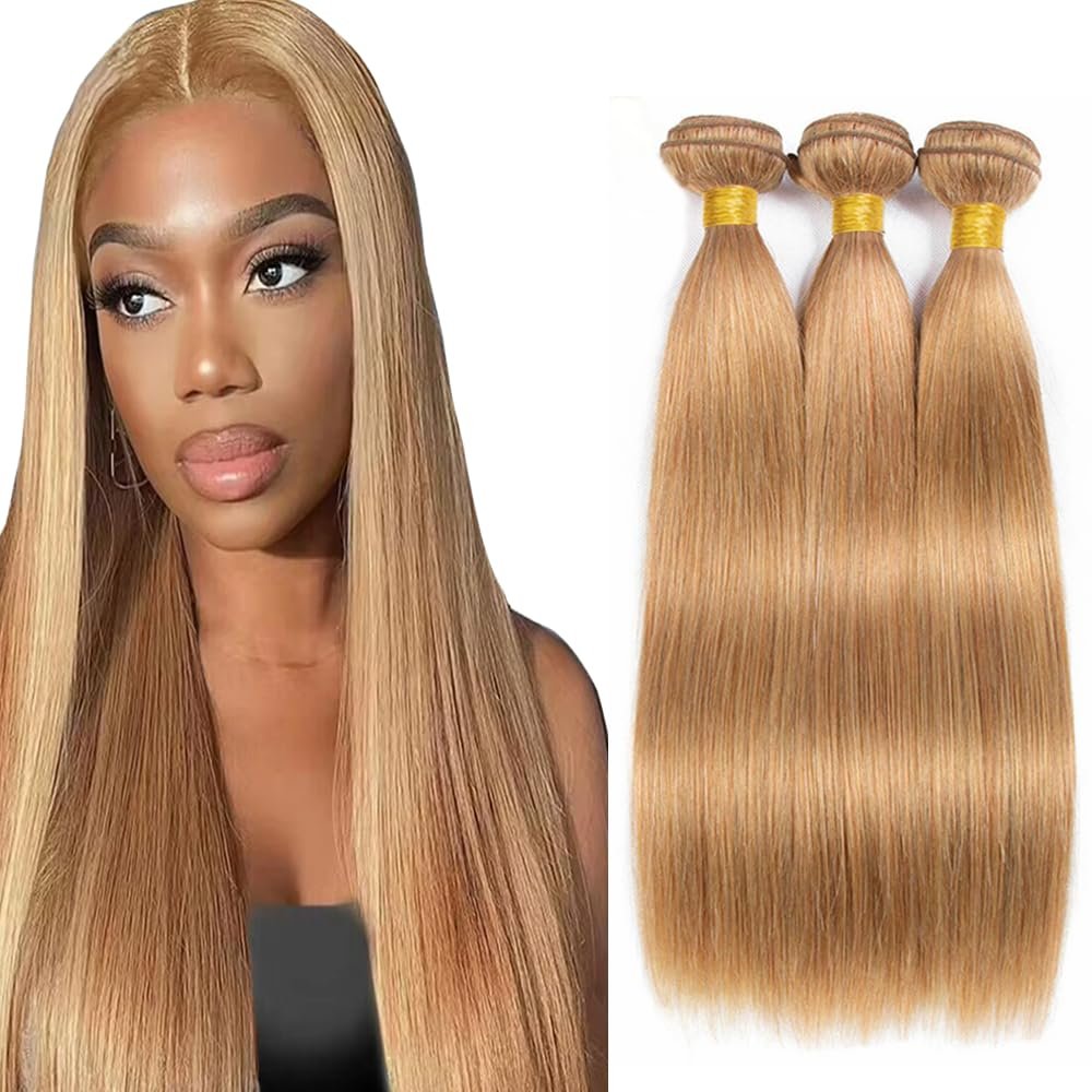 Nuailisex #27 HoneyBlonde Straight 3 Hair Bundles, 300G, 18/20/22 Inch