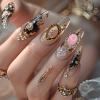 64 PCS Gothic Frame Nail Charms, Punk Metal Nail Charms Engraved Nails Frame Charm 3D Nails Art Charm for Nailss Metal Retro Gold Silver Manicure Jewels Art Decoration for Women DIY Craft view 4