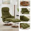 010-Ergonomic Recliner Chair with Ottoman, Modern 360 Swivel Lounge Chair with Footstool, Chenille Fabric, 5 Point Vibration Massage, Seat Heating & 140 Adjustable Backrest for Home or Office, Green view 3