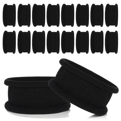 20 Pcs Durable Black Hair Bands, No Damage Elastic Ponytail Holders, Large Soft Scrunchies, Seamless Hair Ties Accessories for Women Girls Thick Heavy Long Curly Hair