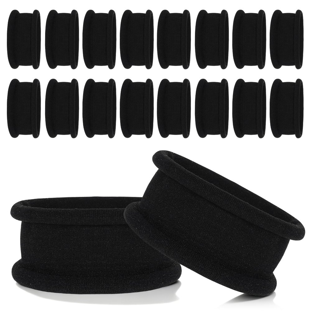 20 Pcs Durable Black Hair Bands, No Damage Elastic Ponytail Holders, Large Soft Scrunchies, Seamless Hair Ties Accessories for Women Girls Thick Heavy Long Curly Hair