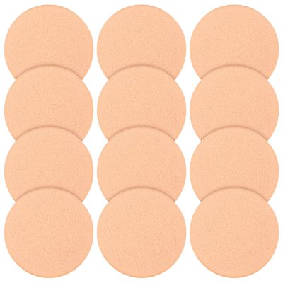 12 Pcs Round Make Up Sponges, Powder Puff Blender Sponge, Puffs Foam Sponges Applicator for Liquid Foundation Makeup Cosmetic, Cleanser, Wet and Dry Dual Use