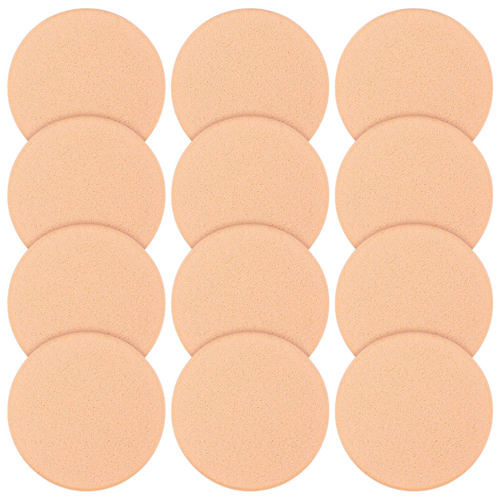 12 Pcs Round Make Up Sponges, Powder Puff Blender Sponge, Puffs Foam Sponges Applicator for Liquid Foundation Makeup Cosmetic, Cleanser, Wet and Dry Dual Use