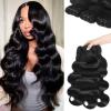 AZONA Body Wave Bundles Human Hair 26 28 30 Inch Human Hair Bundle Unprocessed Brazilian Virgin Hair 3 Bundles Human Hair Extensions for Women Natural Color