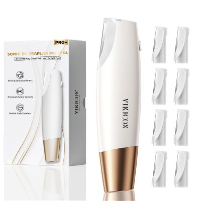 Sonic Dermaplaning Tool for Women Face - Smooth Skin, Rechargeable Dermaplane Razor for Face, Non-Irritating Facial Hair Remover & Exfoliating, 8 Refill Blades Included, Beauty Gifts for Women- White