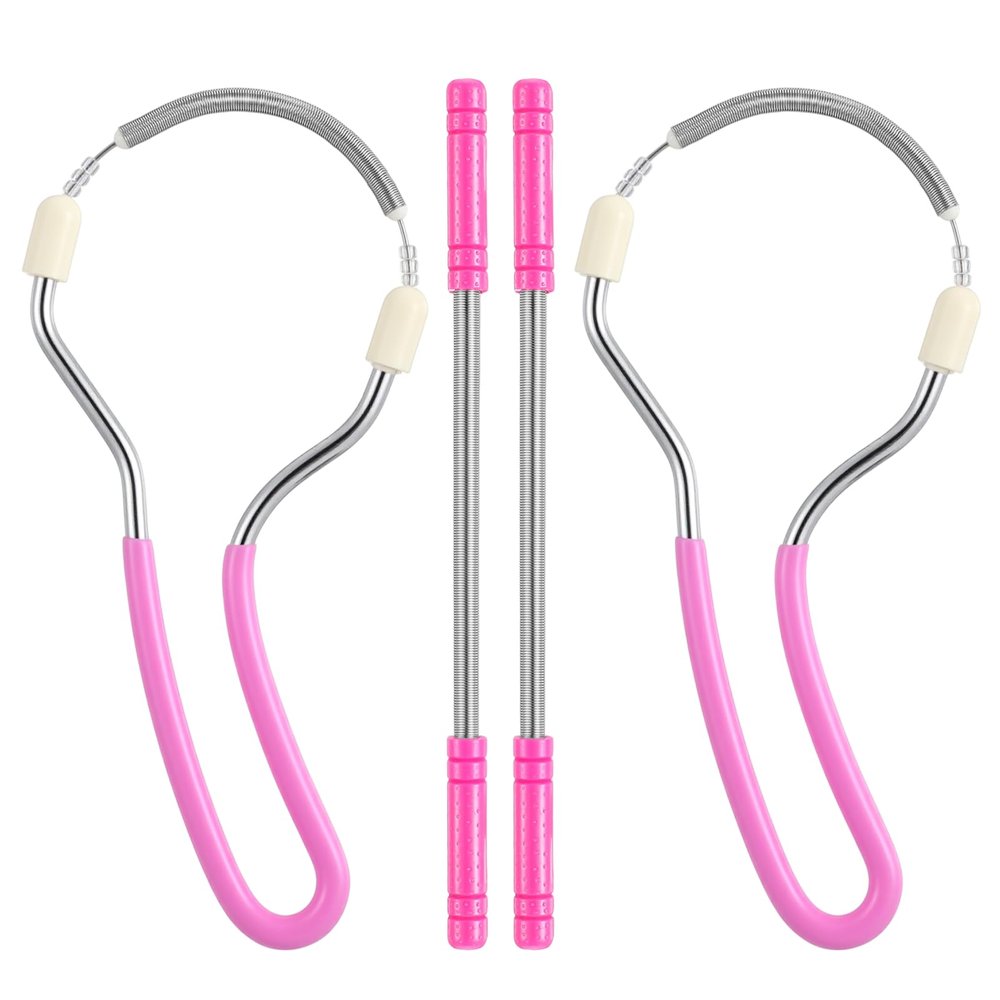 Andibro 4Pcs Spring Facial Hair Removers for Women, Spring Manual Epilator Hair Removal Threading Tools Face Hair Remover with Handle