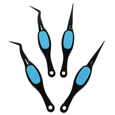 Alipis 4pcs Reverse Tweezers for Nail Art - Curved & Straight Precision Crafting Tweezers Stainless Steel Pointed Tip for Eyebrow