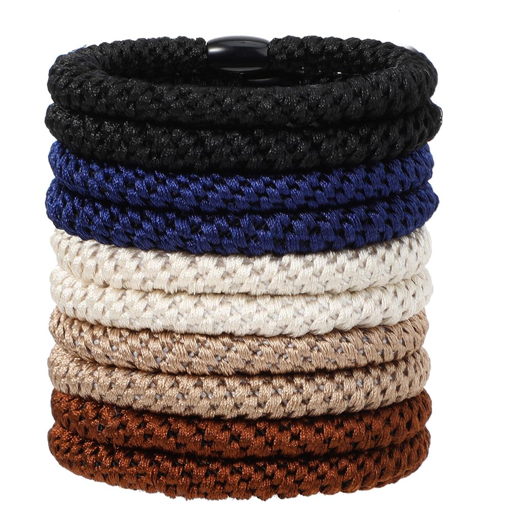 10Pcs Braided Hair Bands for Men, Non Slip Beard Ties Set, Multi-Color Men Bun Accessories, No Damage Elastic Bracelet Hair Ties with Smooth Beads for Long Thick Curly Hair Bun
