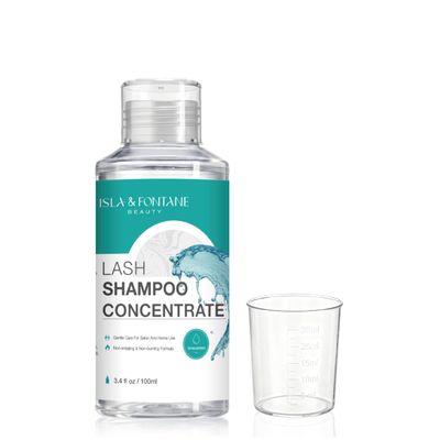 ISLA & FONTANE Lash Shampoo Concentrate 100ml (Makes 20 Bottles) with Measuring Cup - Oil Free Eyelash Extension Cleanser - Gentle DIY Lash Bath Foam for Salon & Home Care - (Unscented)