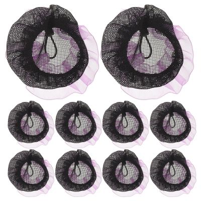 Alipis 20pcs Ballet Bun Hair Net For Women - Invisible Elastic Snood With Purple Lace Edges - Secure Bun Holder For Dance Recitals And Exams