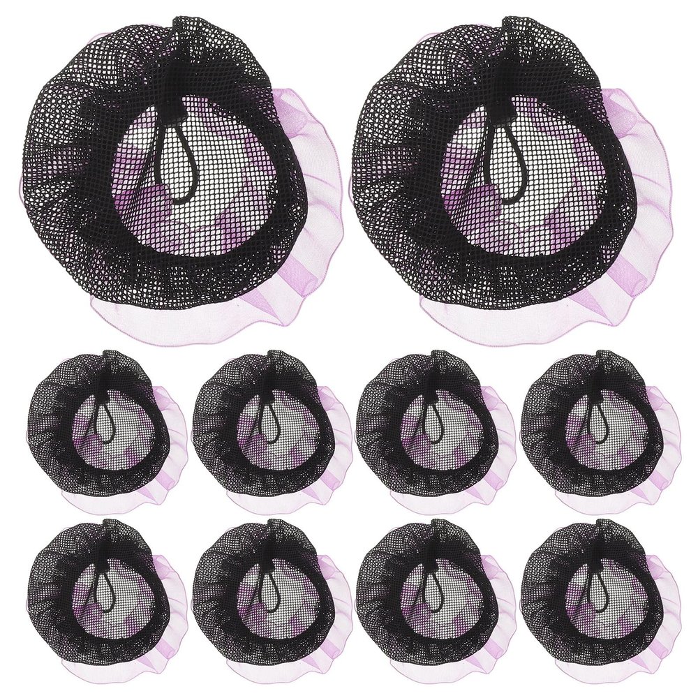 Alipis 20pcs Ballet Bun Hair Net For Women - Invisible Elastic Snood With Purple Lace Edges - Secure Bun Holder For Dance Recitals And Exams