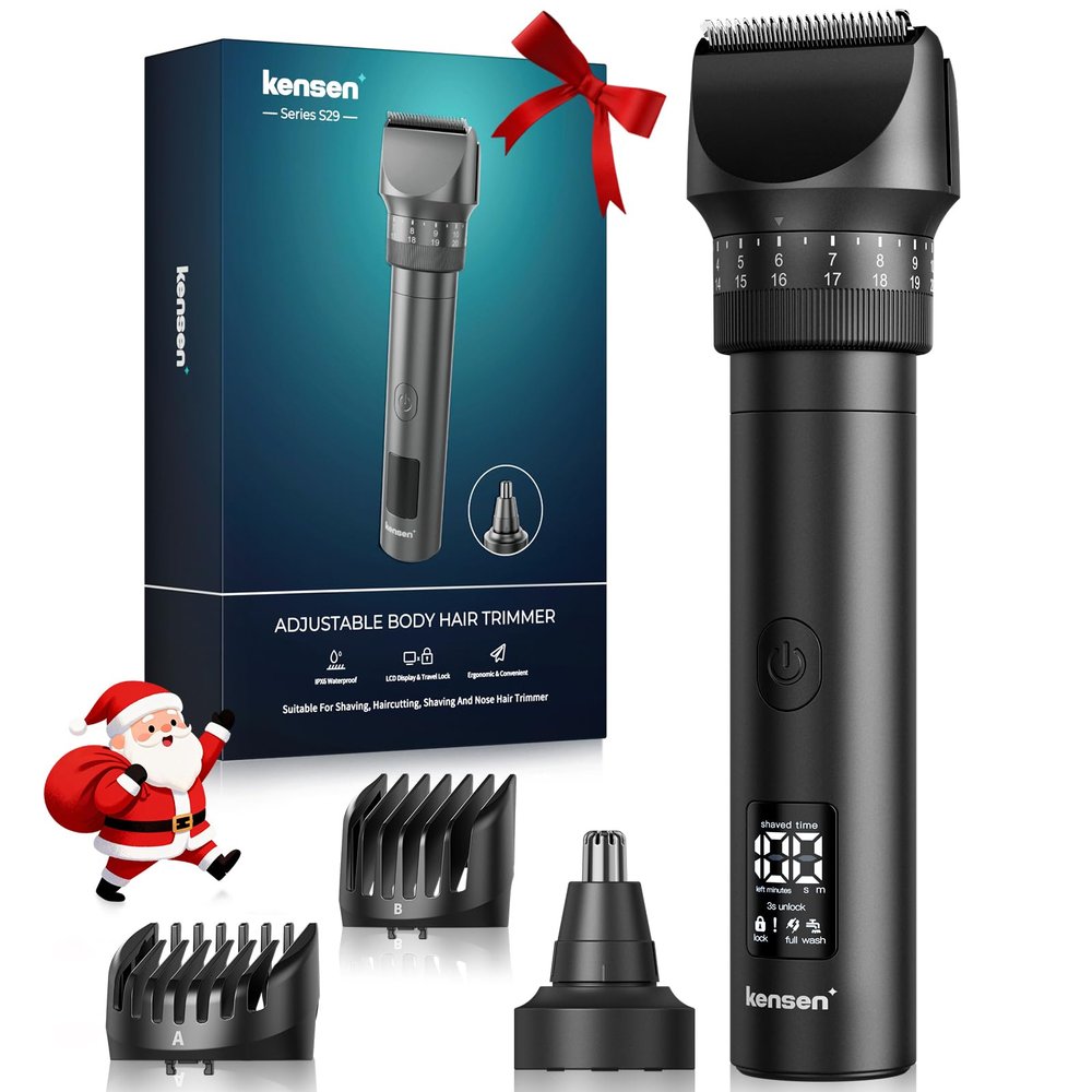 Beard Trimmer for Men - Professional 42 Adjustable Length Settings Hair Clippers, Christmas Gift Body Hair Trimmer for Men Precision Shaving Facial Head Nose Trimmers LED Display Mustache Trimmers