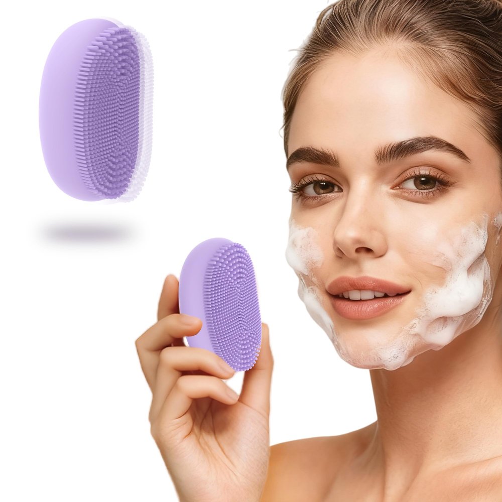 Portable Facial Cleansing Brush, Silicone Waterproof Rechargeable Unisex Facial Face Scrubber with Cleansing, Exfoliating, and Massaging Functions, Electric Facial Cleanser Facial Exfoliator.(Purple)