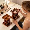 360 Rotating Cosmetic Organizer - Wooden Makeup Storage Rack Countertop Display, Perfume Holder, Vanity Organizer, Bathroom Bedroom Dorm Accessory | Rotating Makeup Rack for Home Apartment Closet view 4