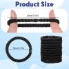 10Pcs Black Braided Hair Bands, No Damage Beard Ties Set, No Slip Elastic Ponytail Holders, Workout Bracelet Accessories with Smooth Beads for Men Women Long Thick Curly Hair Bun view 2
