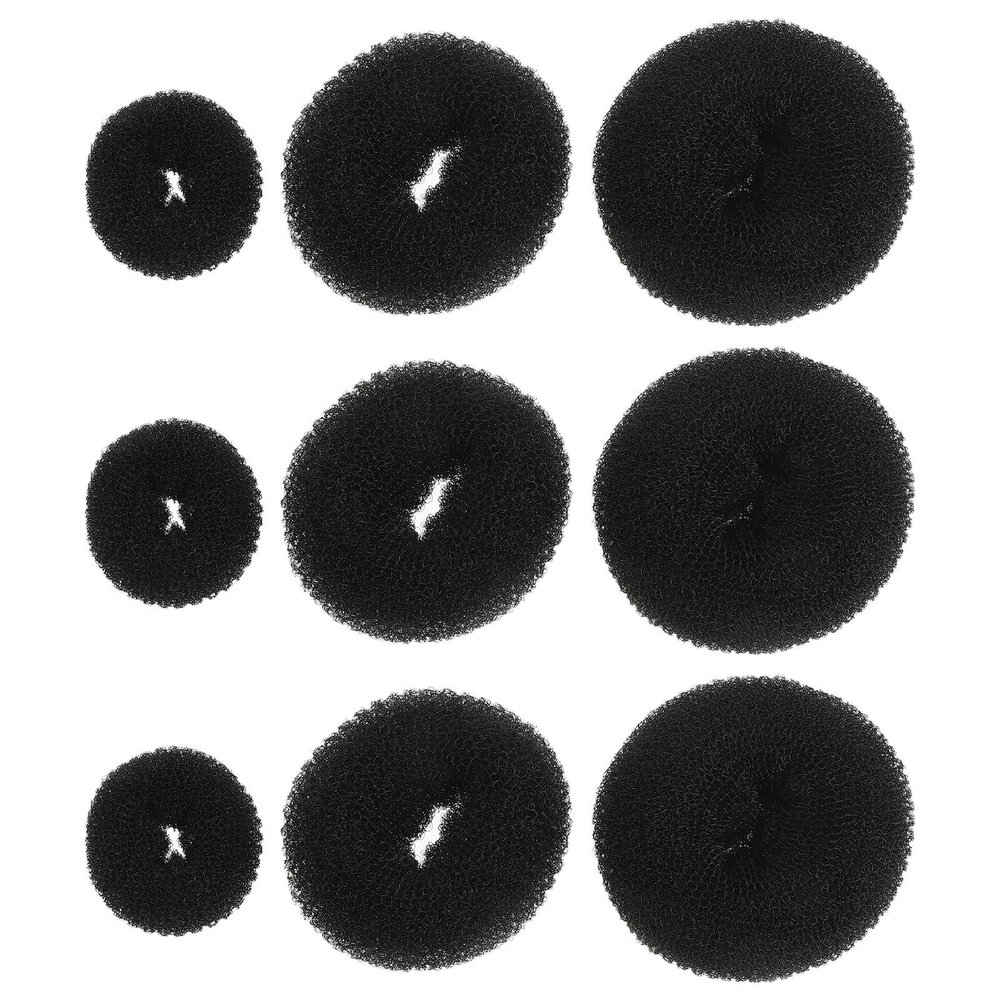 Alipis 9pcs Hair Donut Bun Maker Set: Hair Black Donut Bun Former Versatile Nylon Large Medium Small Sizes Easy Chignon Sock Makers