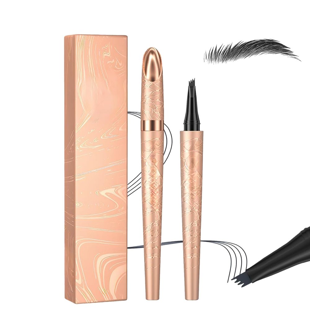 2026 New 4-Tip Eyebrow Pencil, Waterproof and Smudge-Proof Micro-Blade Eyebrow Pencil, Draws Natural Hair-Like Strokes, Long-Lasting Eyebrow Makeup Suitable for All Skin Tones (Black)