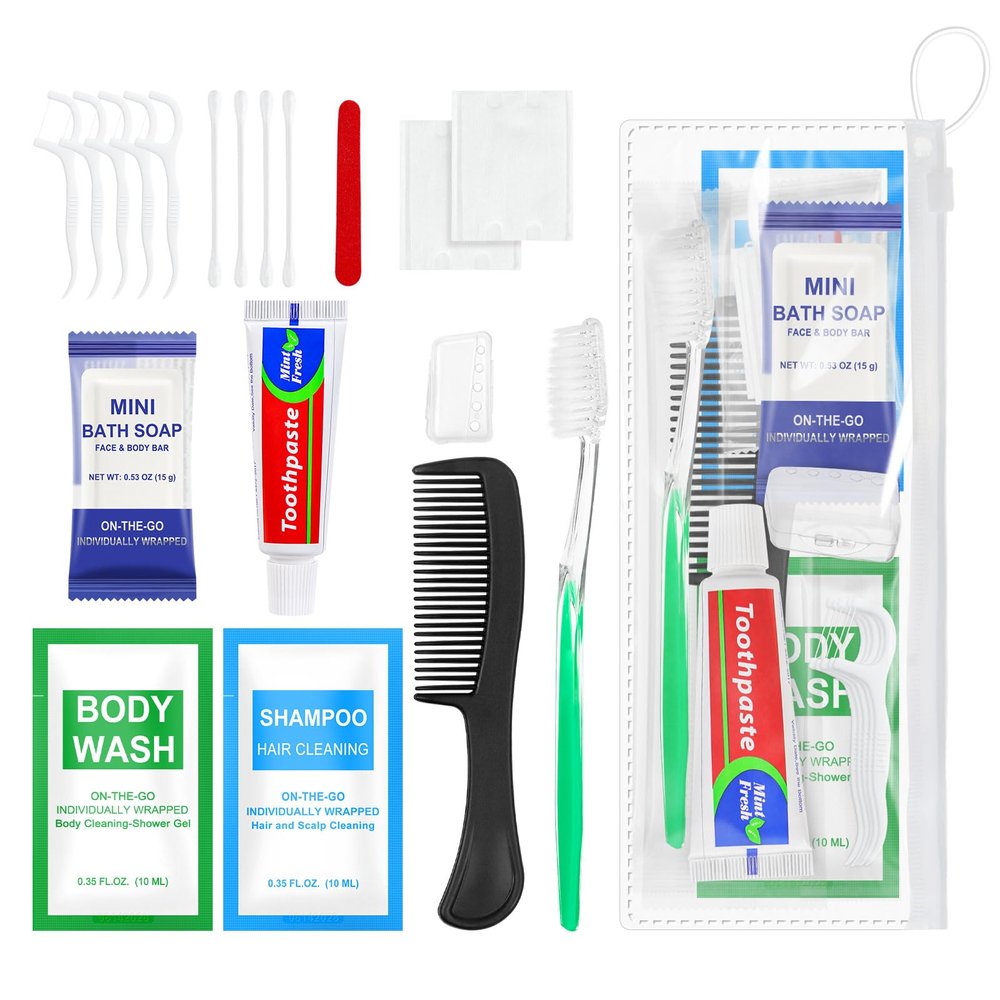 Xuezoioy 5 Sets Personal Hygiene Kit Bulk,Green 10-in-1 Travel Size