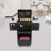 32.28inch Beauty Salon Luggage, Hairdressing Case, Retro Train Case, Large Capacity Hairdressing Trolley, for Manicurists, Hairstylists, Beauticians, Black view 2