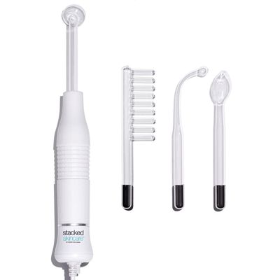 StackedSkincare High Frequency Facial Wand Glass Electrodes for Cosmetic Skin Care & Scalp Use
